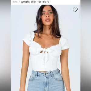 Princess Polly Elouise crop top in white sz 6
